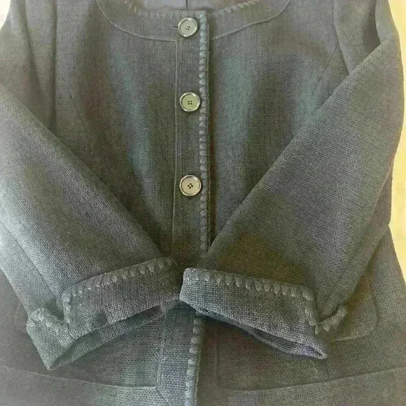 Ann Taylor Women's Size 8 Black Blazer Jacket Button Up Collarless Beautiful - Picture 14 of 16